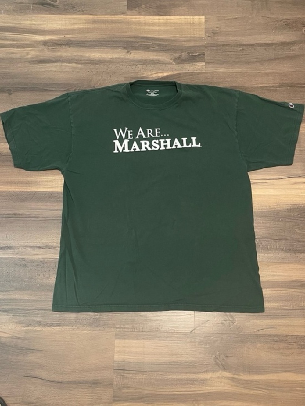 Champion Forest Green "We Are Marshall" Short Sleeve Tee!